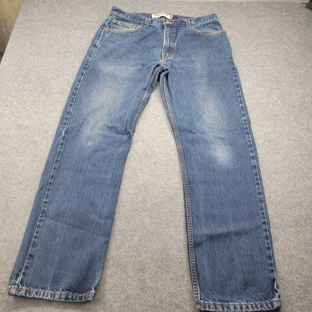 Levi's 505 Regular Fit Jeans Mens 36x32 Heritage 100% Cotton Straight Dark Blue